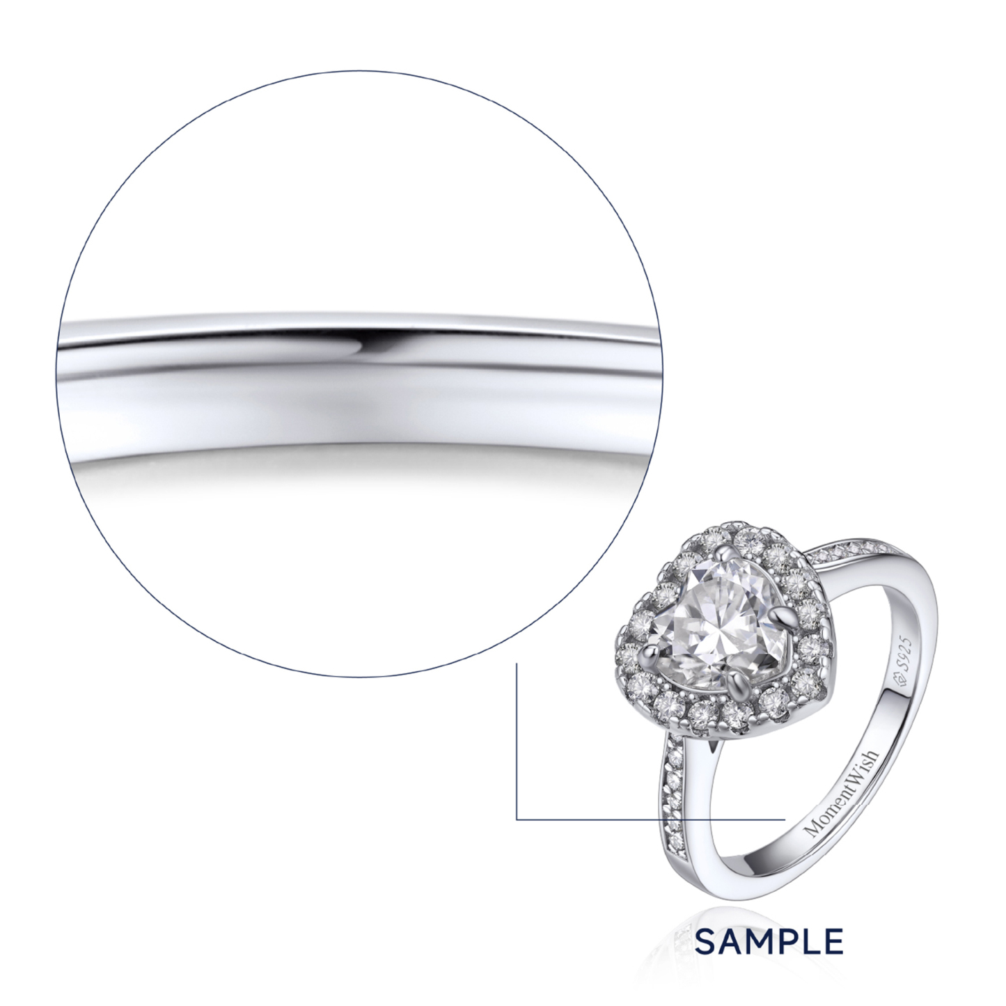 Halo Heart Cut Moissanite Engagement Rings in White Gold (1 Ct. VVS1)