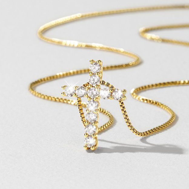Moissanite Cross Necklace Christmas Gift For Her