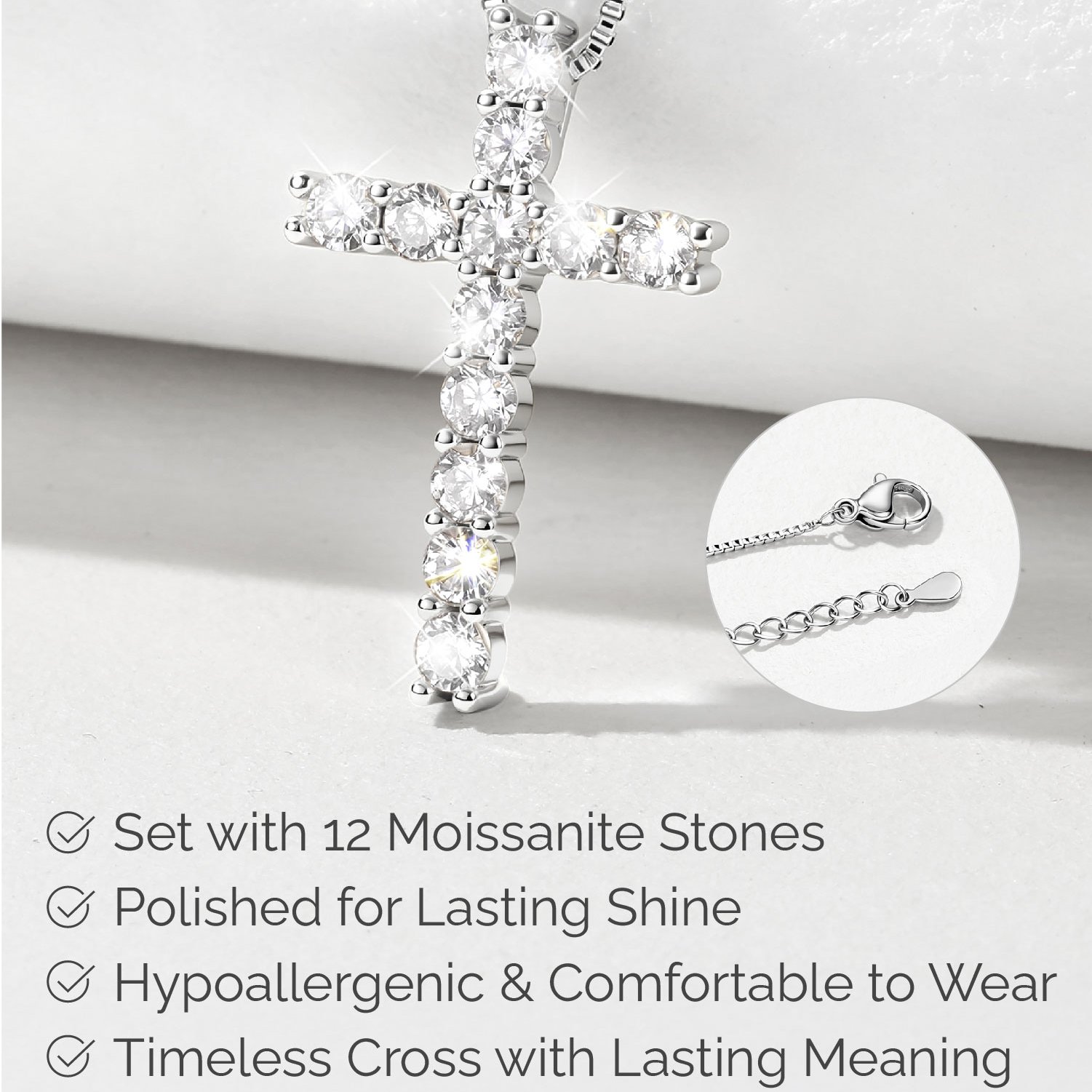 Moissanite Cross Necklace Christmas Gift For Her