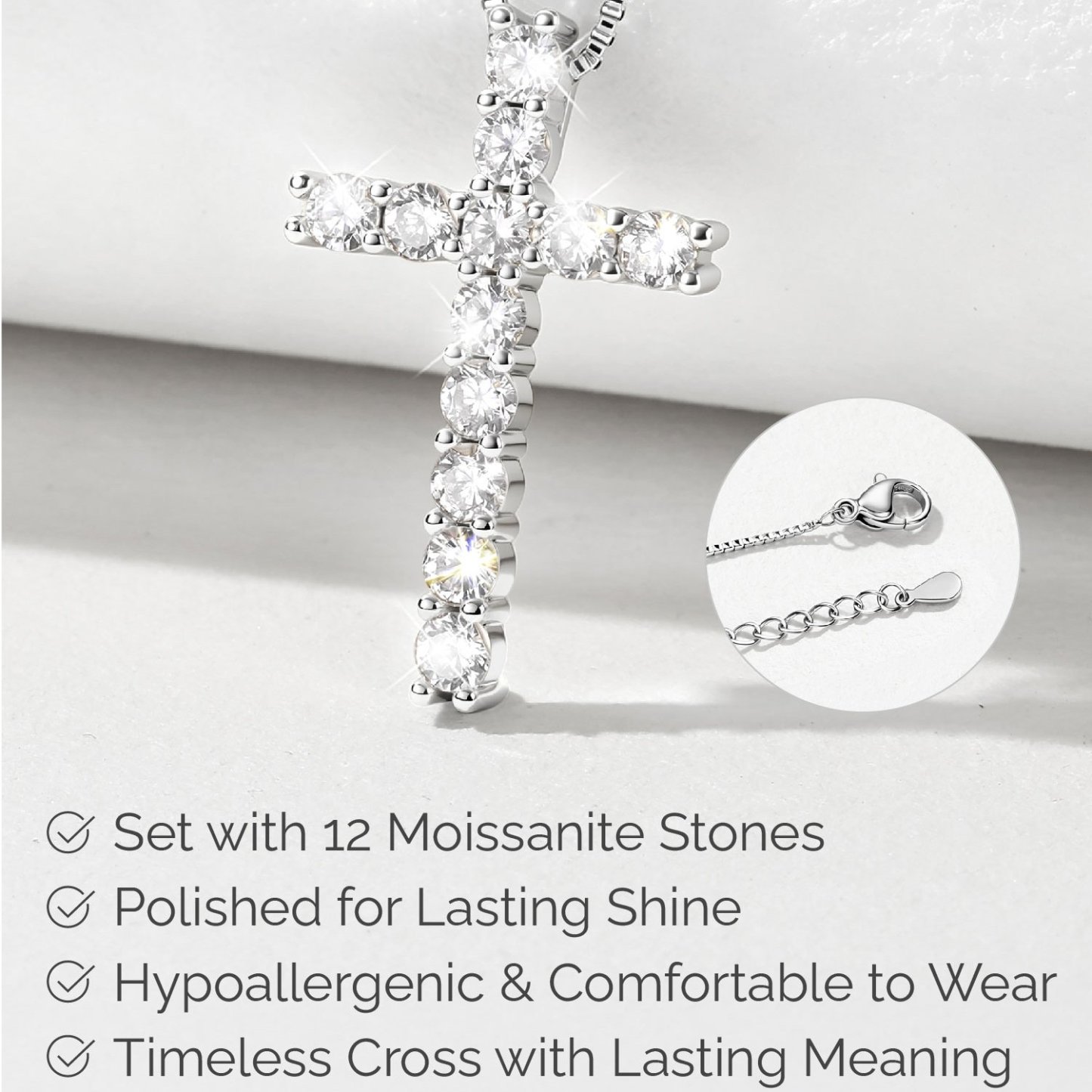 Moissanite Cross Necklace Christmas Gift For Her
