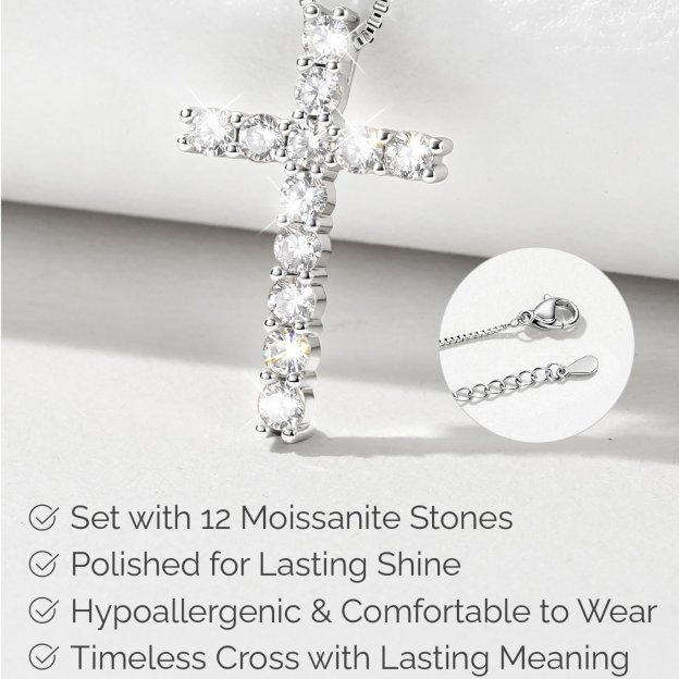Moissanite Cross Necklace Christmas Gift For Her
