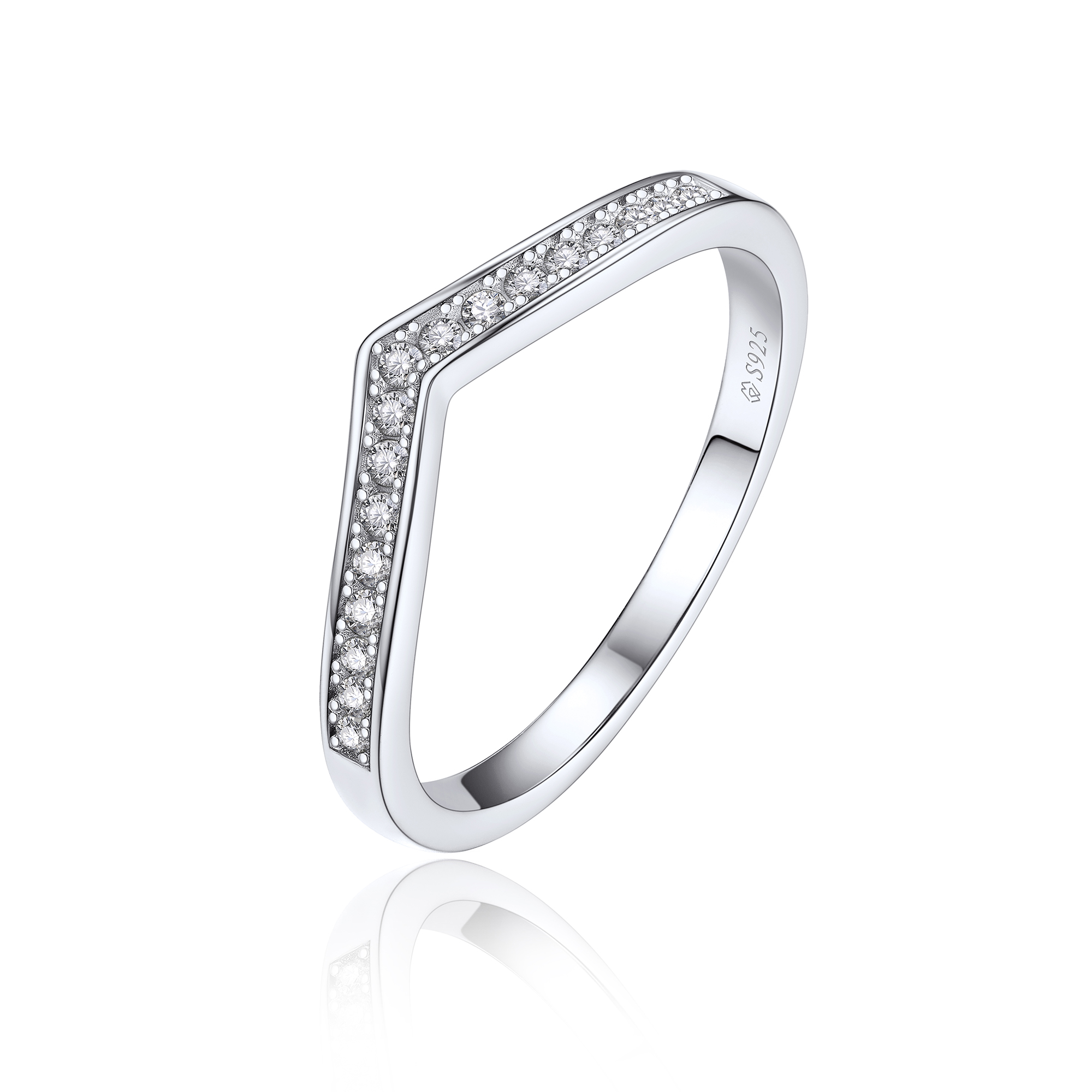 Moissanite Curved Eternity Wedding Ring in White Gold-02