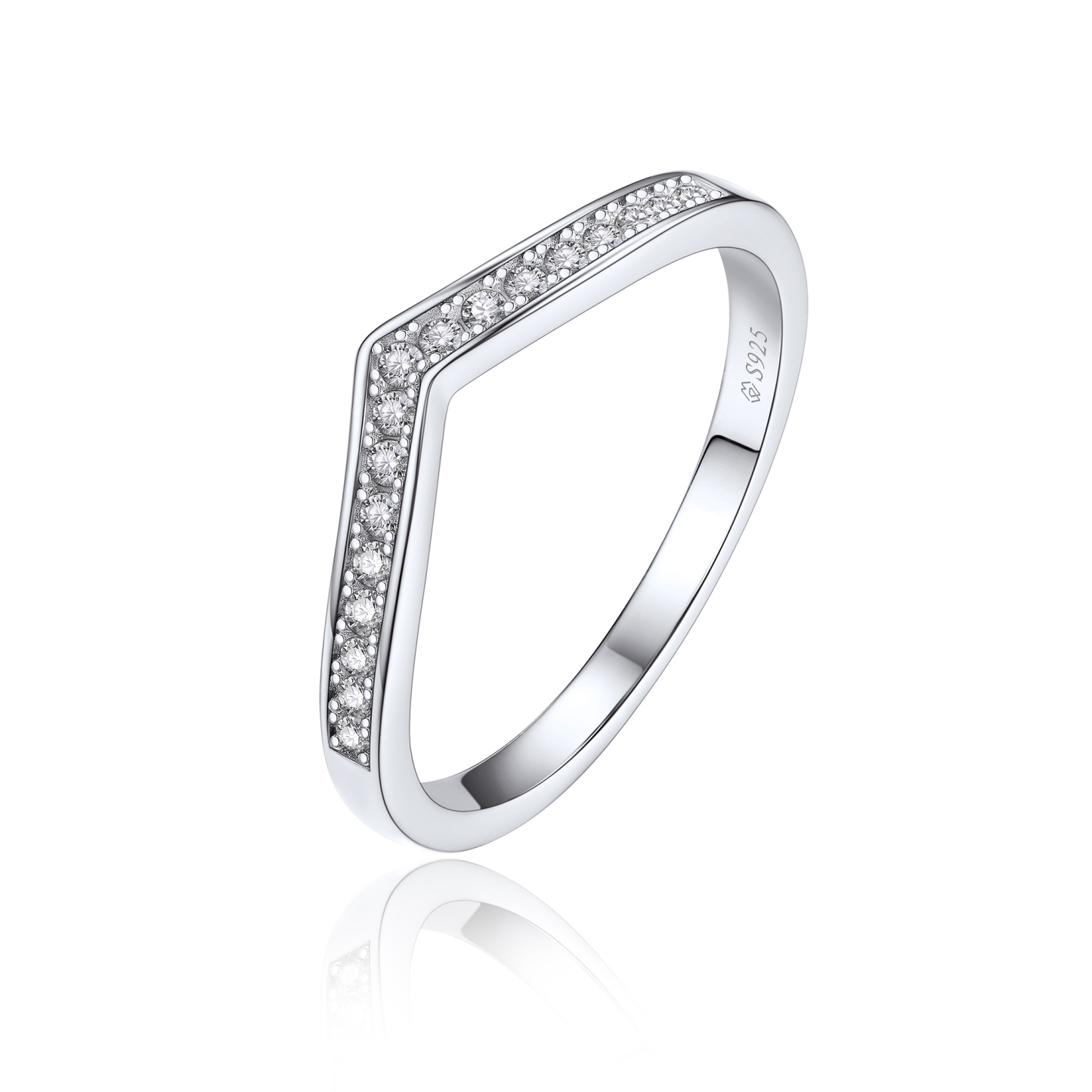 Moissanite Curved Eternity Wedding Ring in White Gold-02