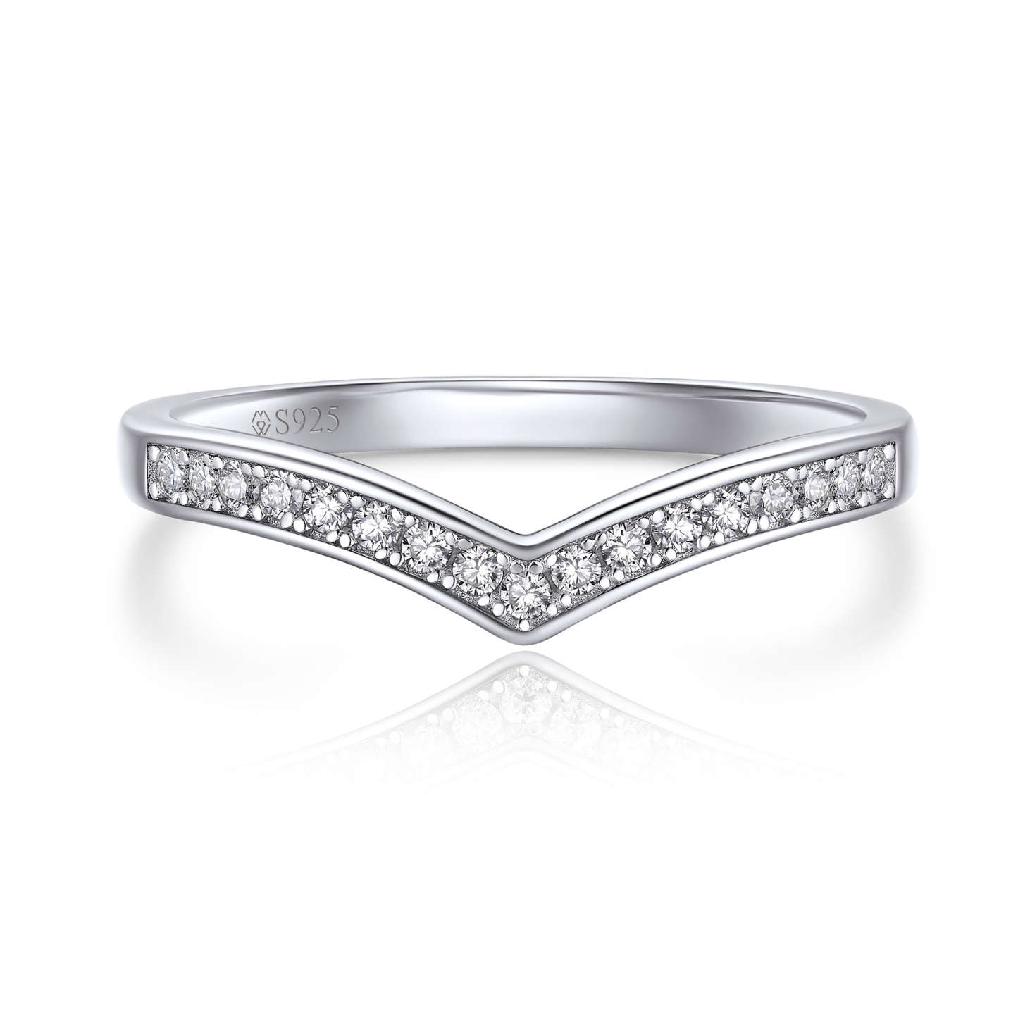 Moissanite Curved Eternity Wedding Ring in White Gold