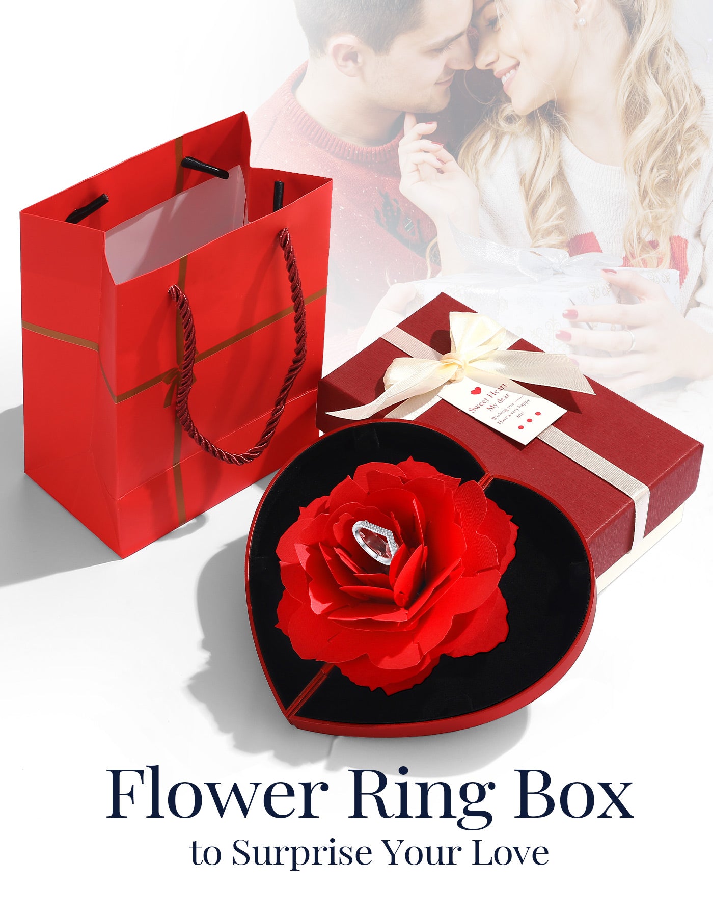 Momentwish Moissanite Curved Wedding Ring in S925 Silver