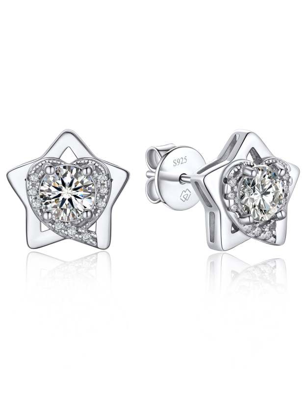 MomentWish Moissanite Heart Earrings 