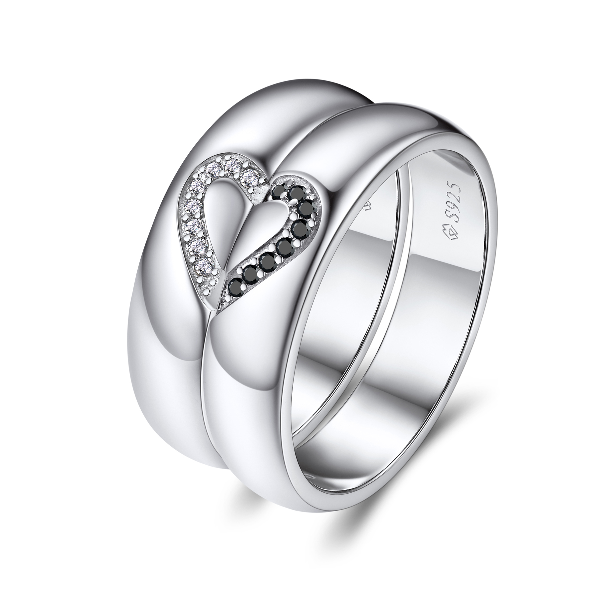 Moissanite His Her Heart Promise Rings for Couples-01