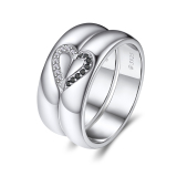 Moissanite His Her Heart Promise Rings for Couples in White Gold (5.00mm)