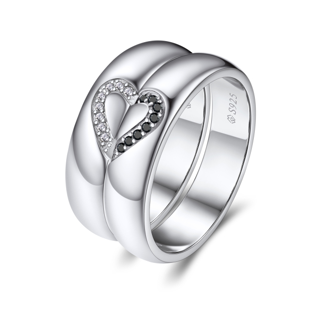 Moissanite His Her Heart Promise Rings for Couples-01
