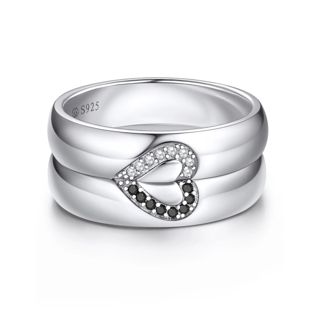 Moissanite His Her Heart Promise Rings for Couples-02