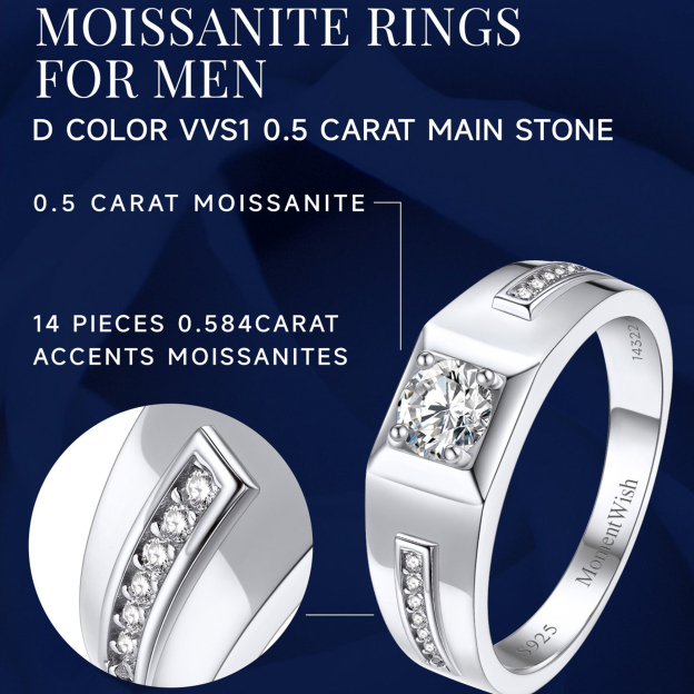 Moissanite Men's Engagement Ring Details - Ring Design