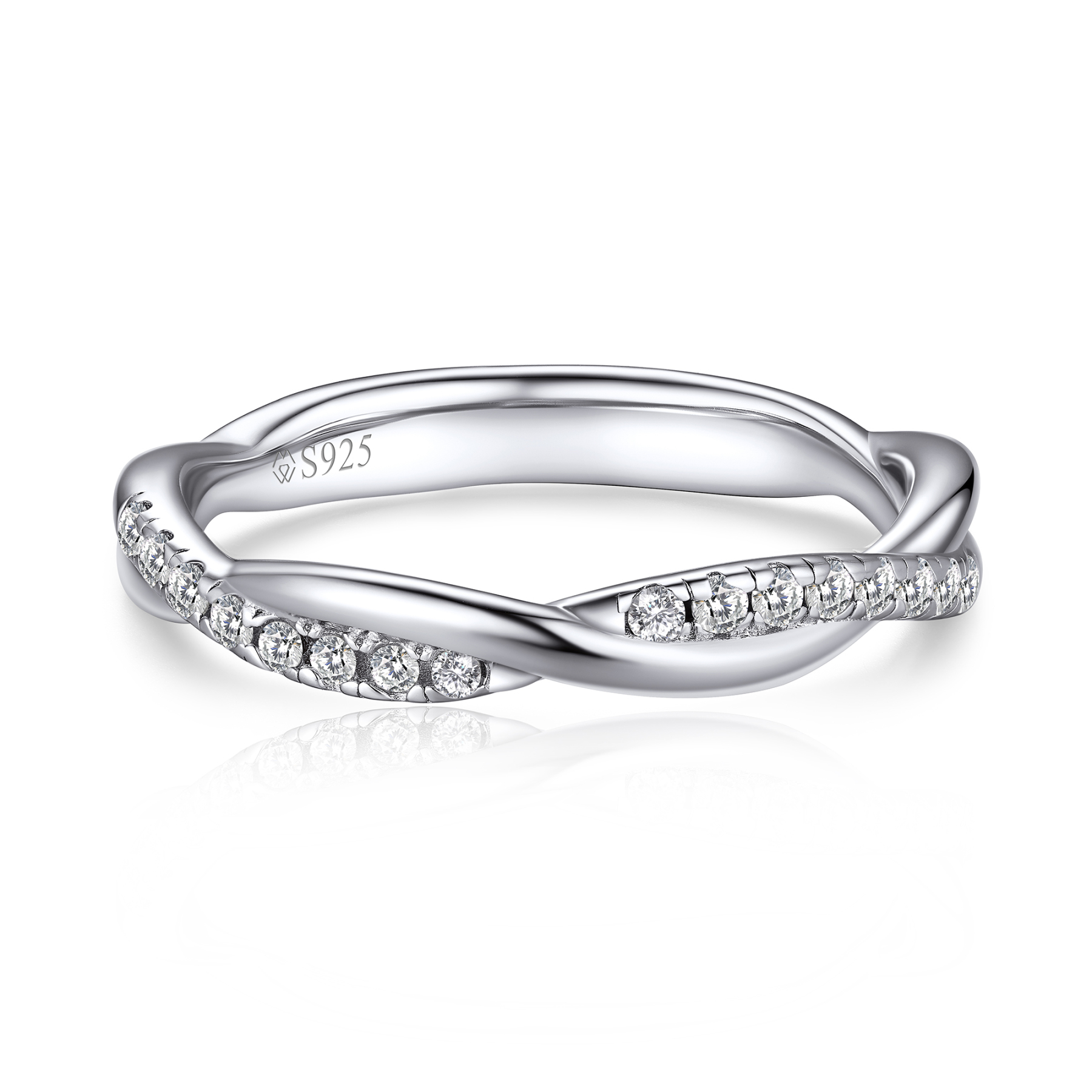 Moissanite Twisted Vine Pavé Eternity Wedding Ring in White Gold