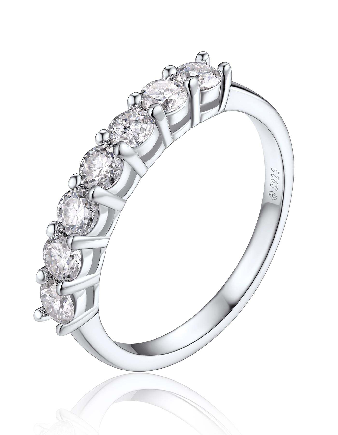 MomentWish 7 Stone Moissanite Rings For Women