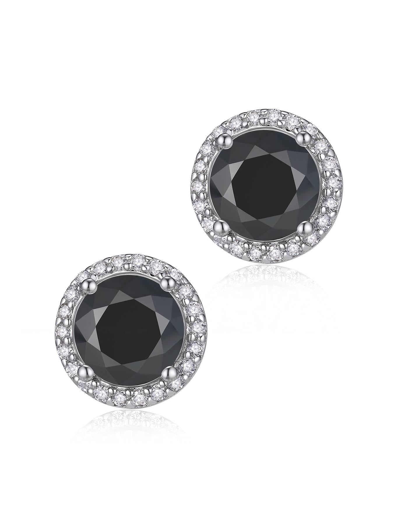 MomentWish Black Halo Moissanite Stud Earrings
