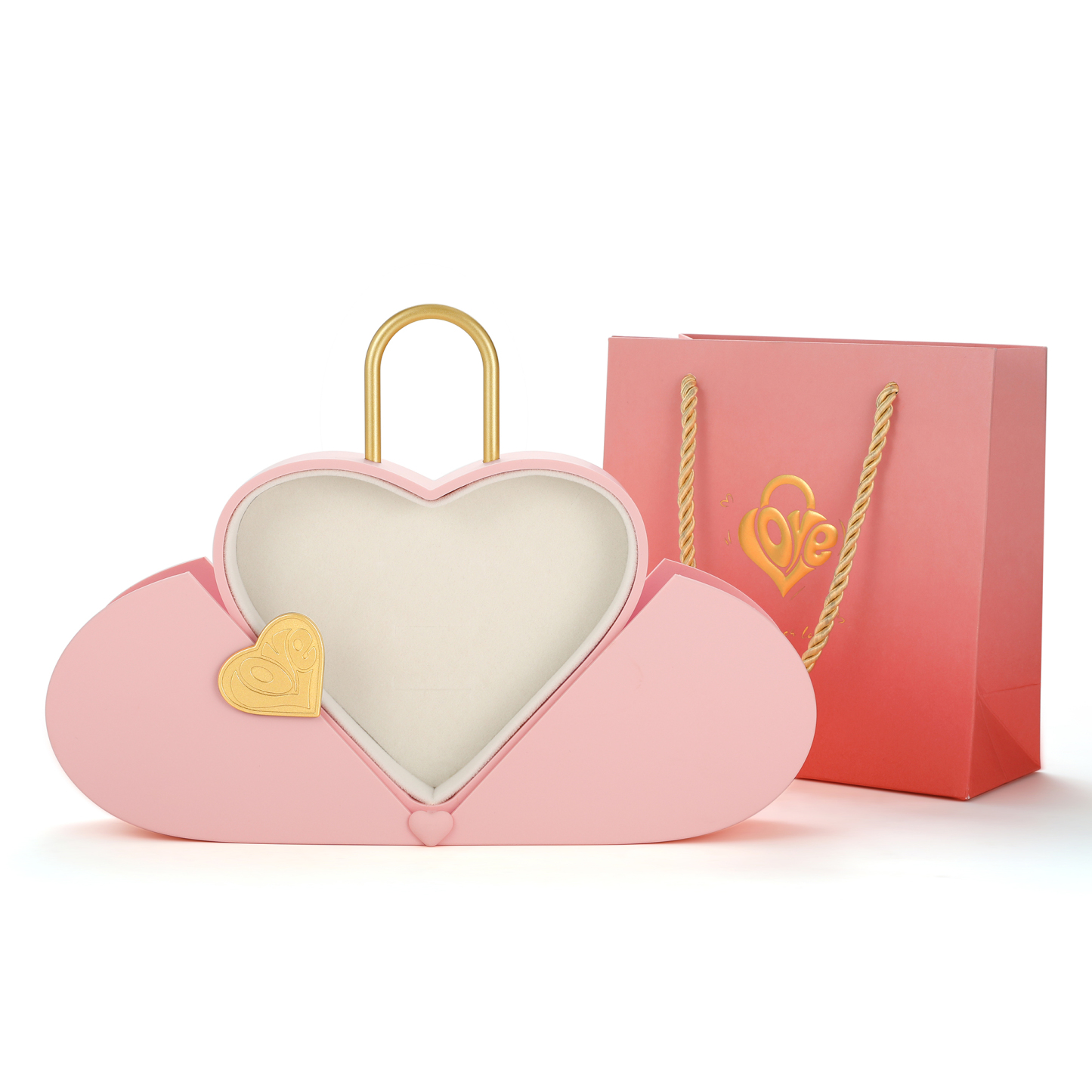 MomentWish Concentric Lock Love Heart Pink Jewelry Box-02