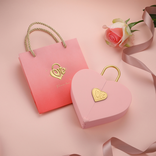 MomentWish Concentric Lock Love Heart Pink Jewelry Box-03