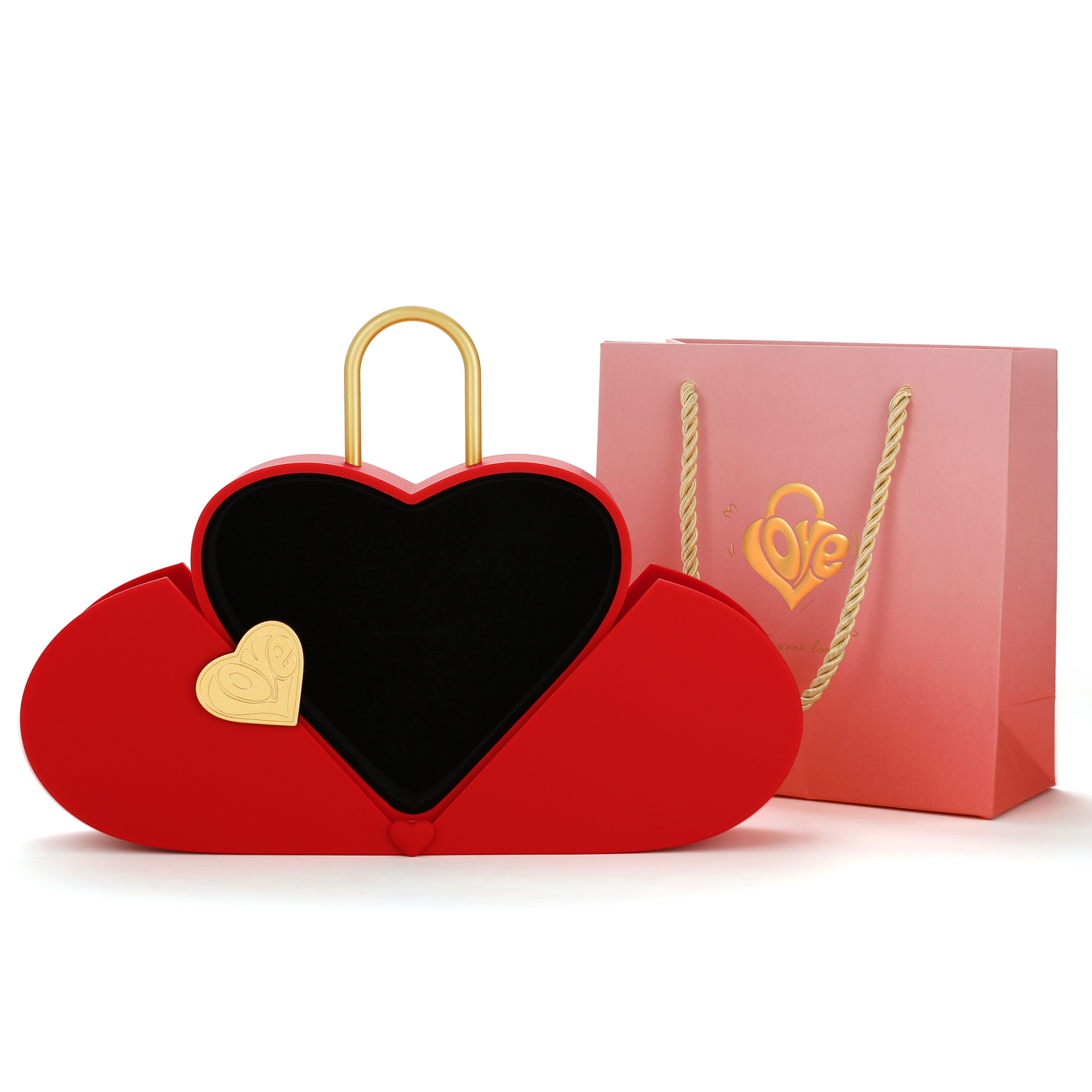 MomentWish Concentric Lock Love Heart Red Jewelry Box-02