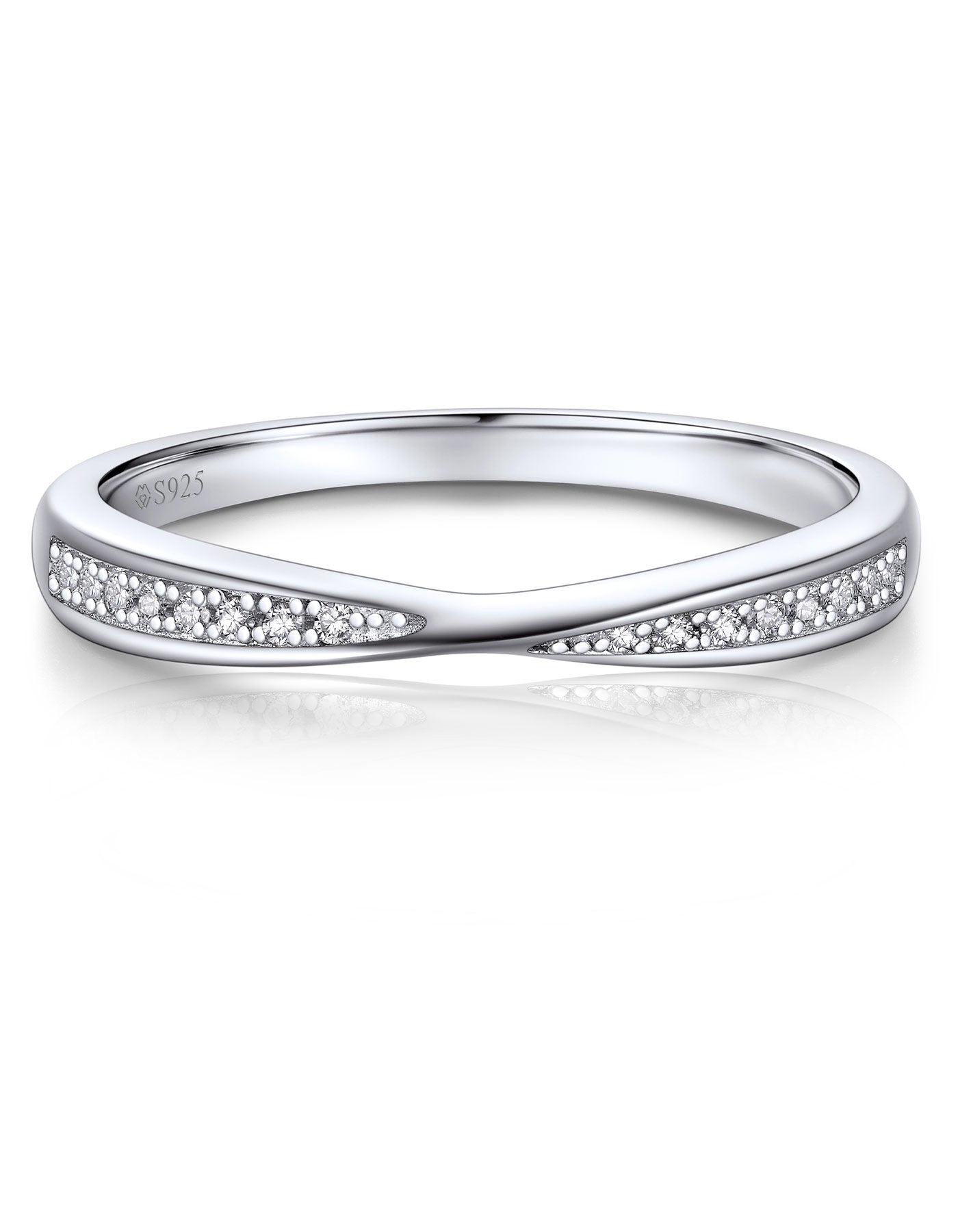 MomentWish Criss Cross Ring Moissanite Wedding Band For Women