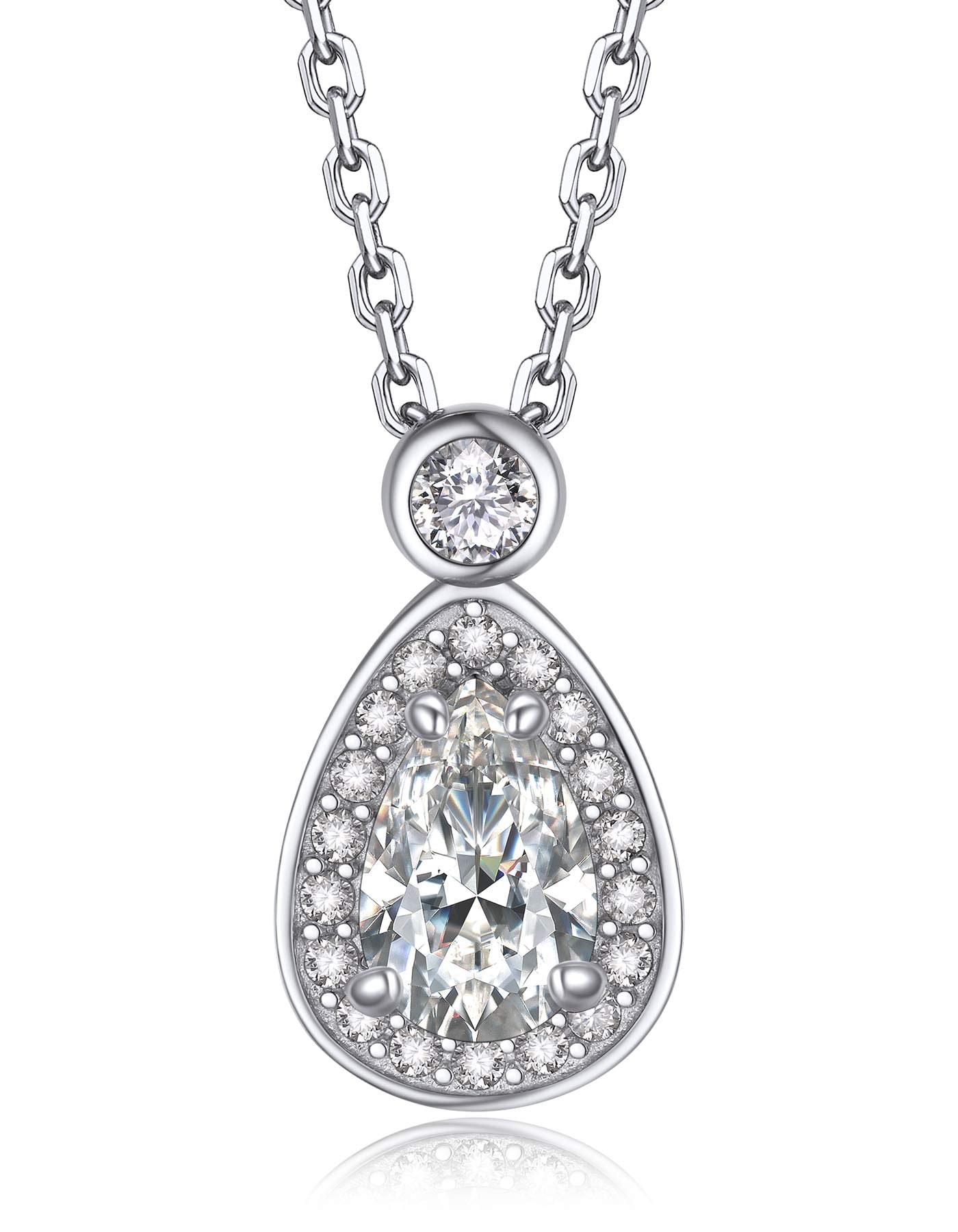MomentWish Halo Teardrop Moissanite Necklace For Women