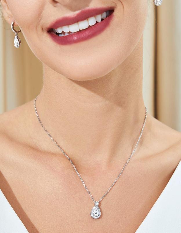MomentWish Halo Teardrop Necklace 