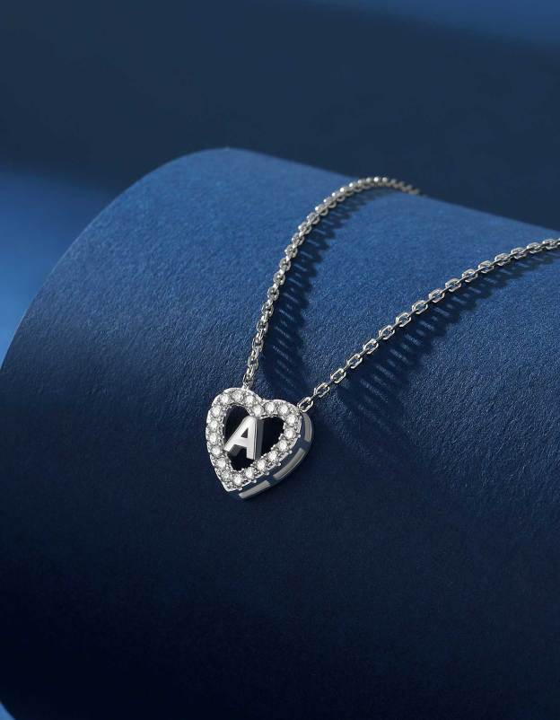 MomentWish Heart Initial Pendant Necklace