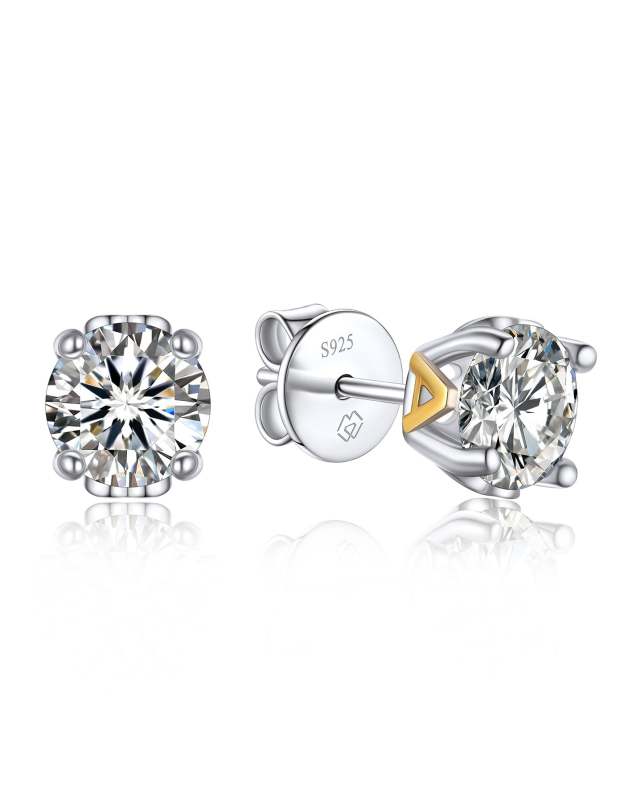 MomentWish Initial Moissanite Stud Earrings For Women