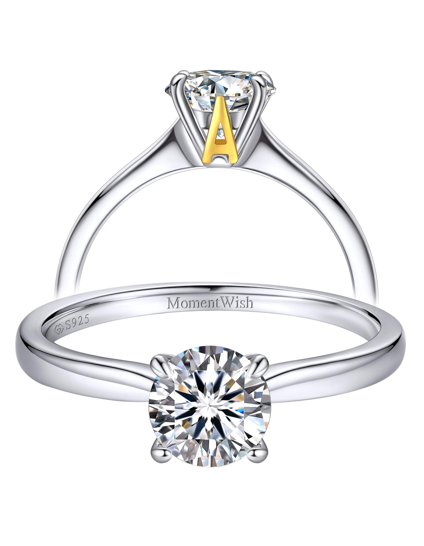 MomentWish Moissanite Engagement Ring For Women Custom Name