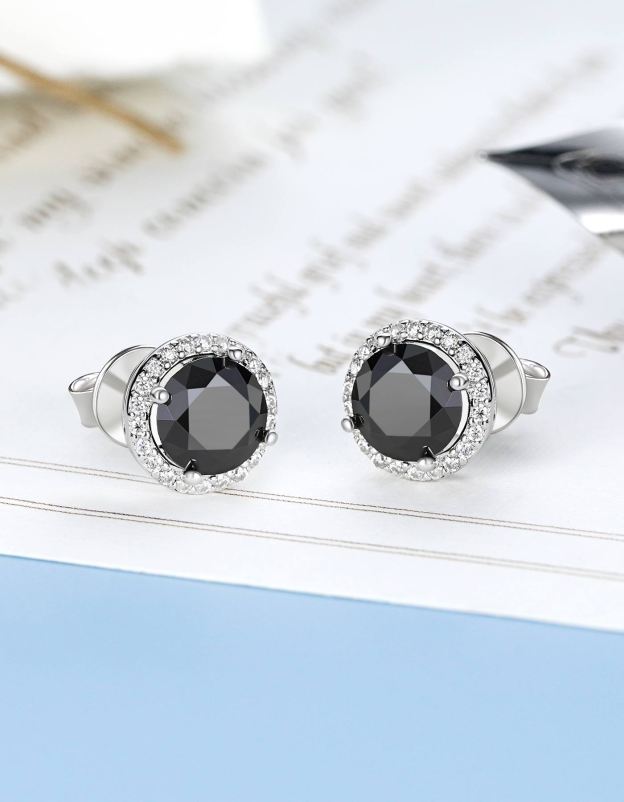 MomentWish Black Moissanite Stud Earrings