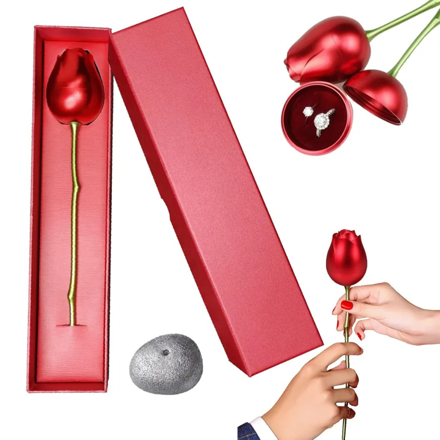 MomentWish Red Rose Box Ring Case Jewelry Storage Case-04