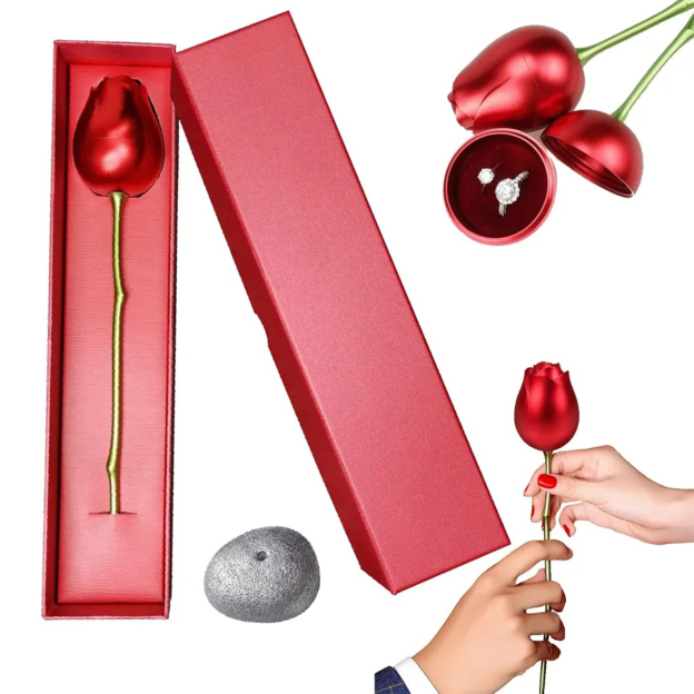 MomentWish Red Rose Box Ring Case Jewelry Storage Case-04