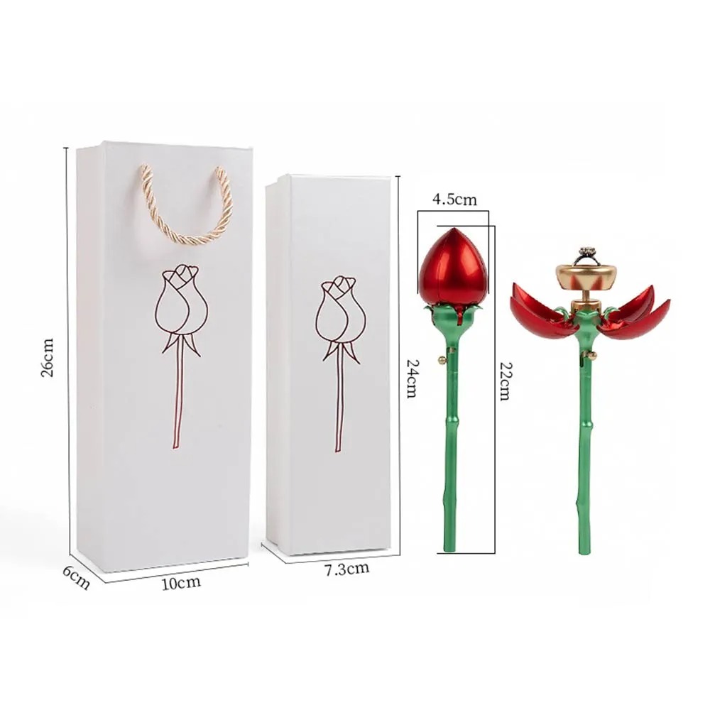 MomentWish Red Rose Ring Box Detail-Size