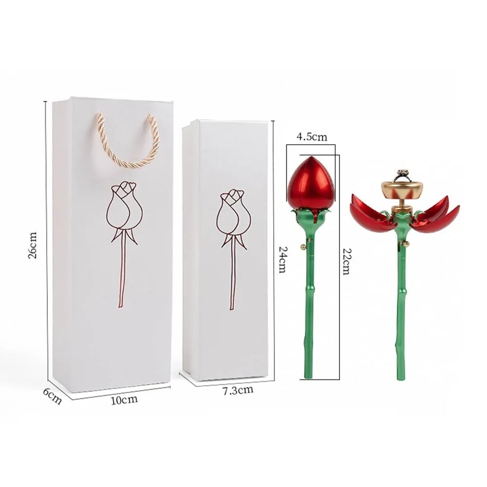 MomentWish Red Rose Ring Box Detail-Size