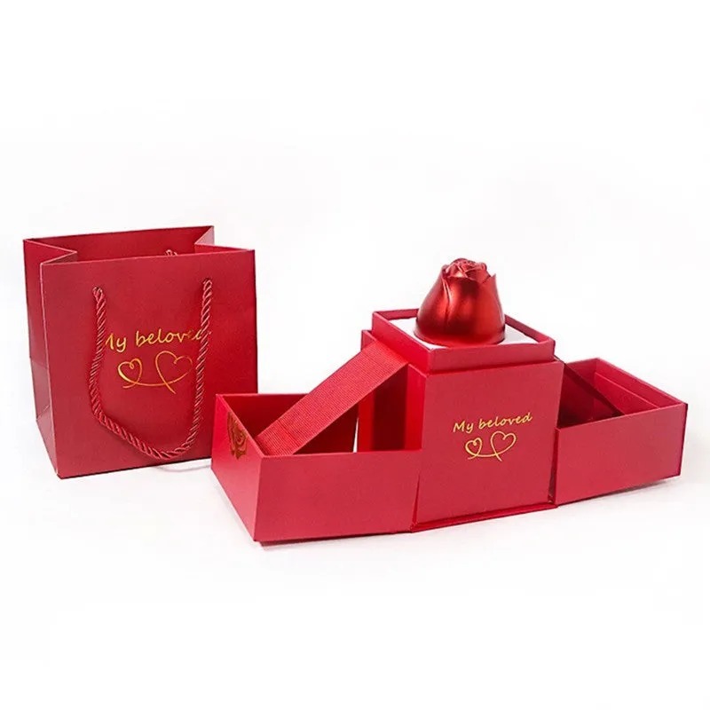 MomentWish Rose Bouquet Liftable Rose Shaped Jewelry Box-01