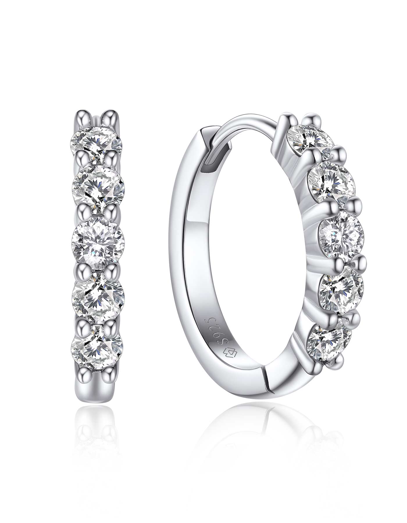 MomentWish Sterling Silver Moissanite Hoop earrings For Women