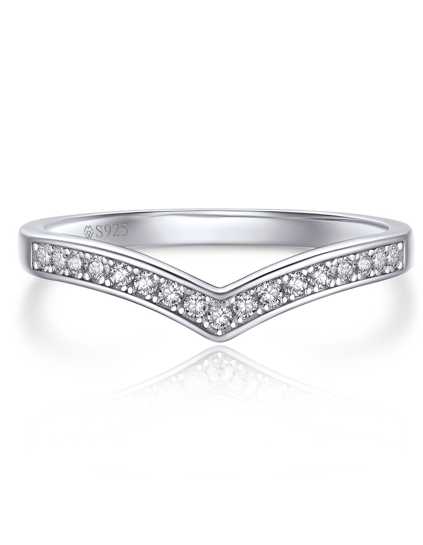 MomentWish Sterling Silver Moissanite Wishbone Ring Stackable Ring for Women