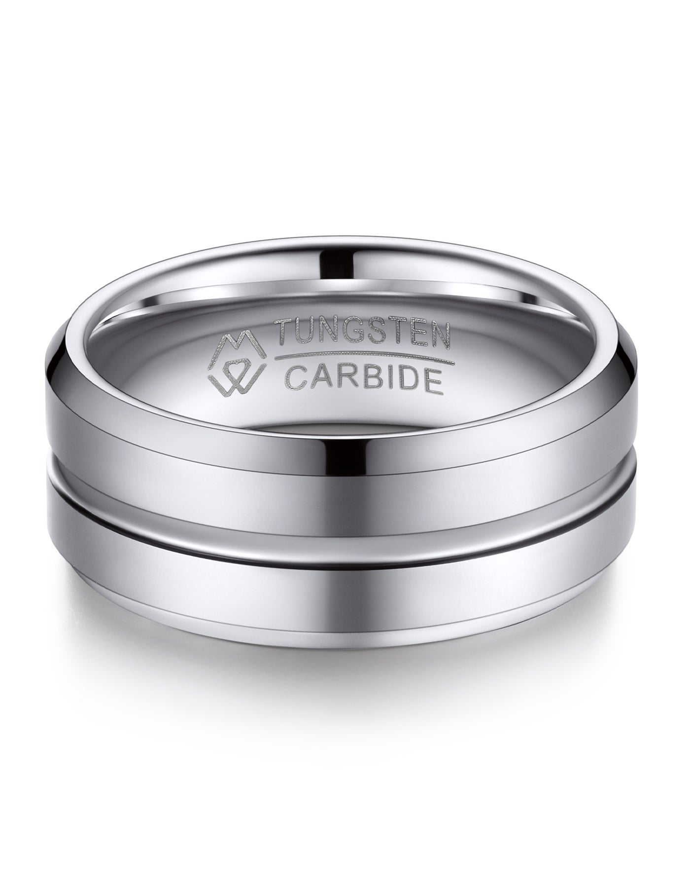 MomentWish Tungsten Carbide Groove Band Ring For Men