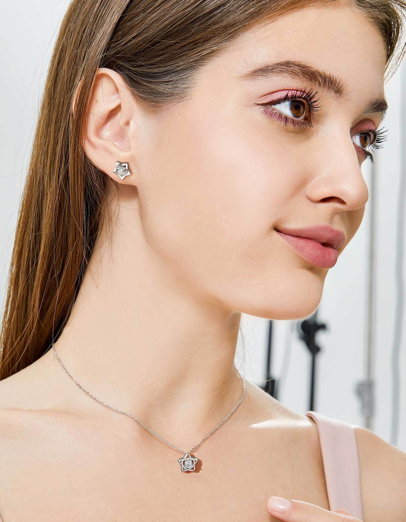 MomentWish Pentagram Moissanite Earrings