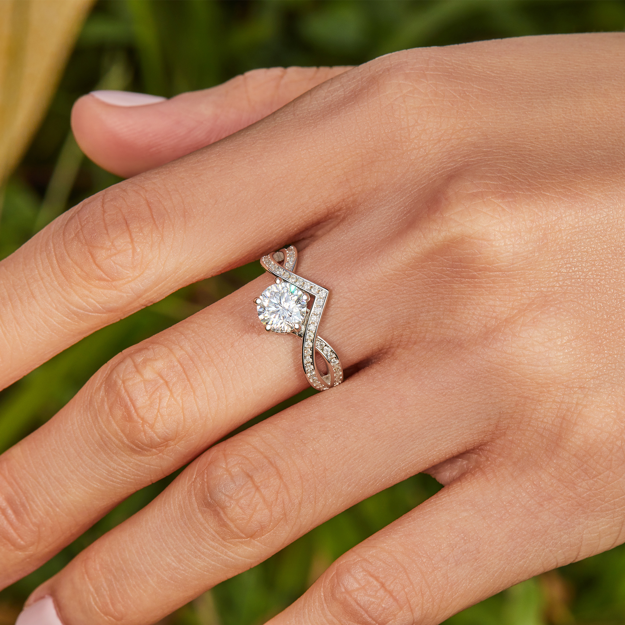 Princess Crown Moissanite Engagement Ring in White Color for Women-03