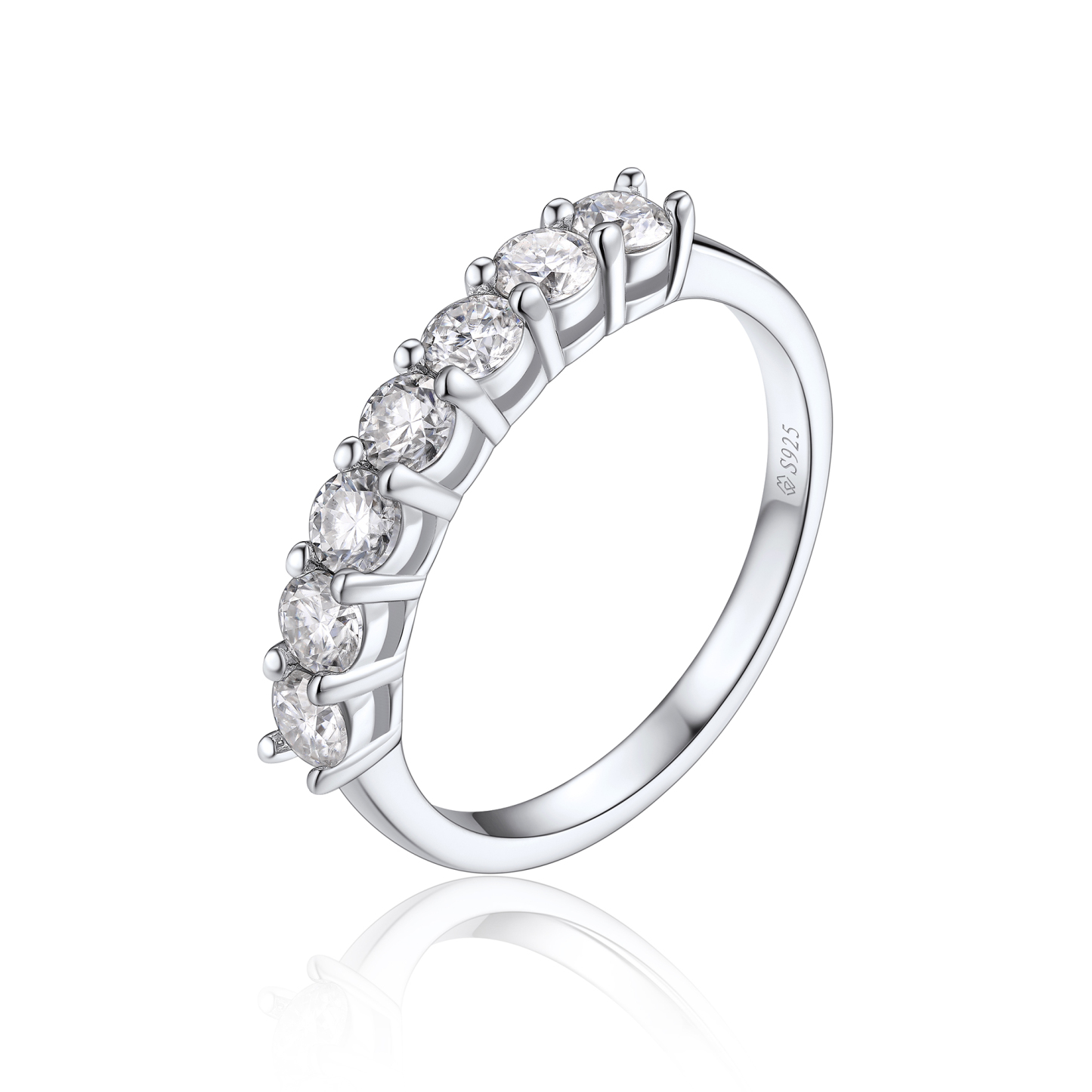 Seven-Stone Moissanite Eternity Wedding Ring for Women in White Gold-02