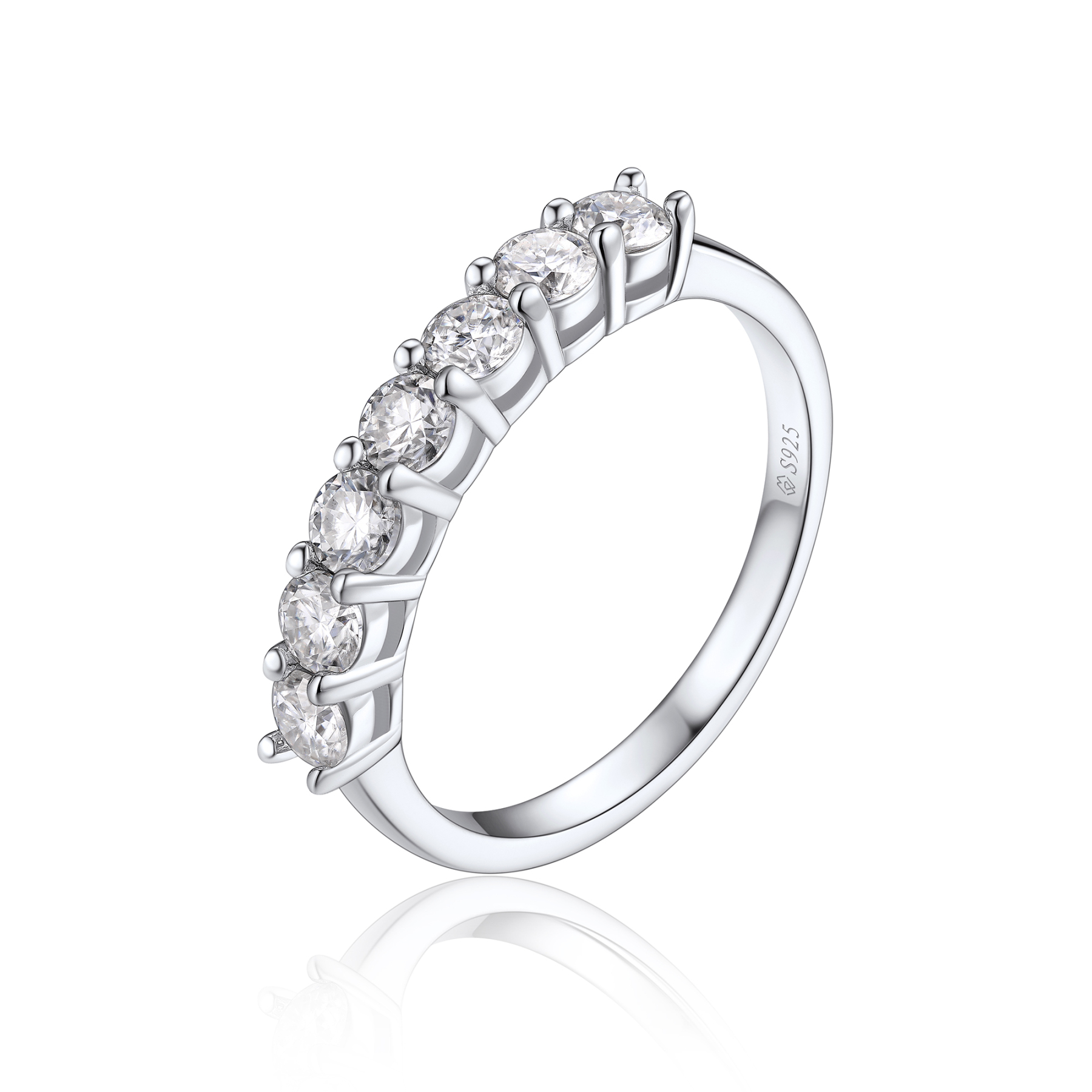Seven-Stone Moissanite Eternity Wedding Ring for Women in White Gold-02