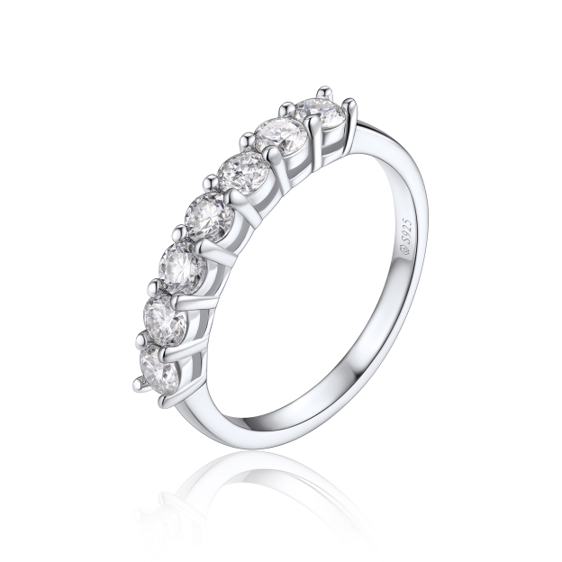 Seven-Stone Moissanite Eternity Wedding Ring for Women in White Gold-02