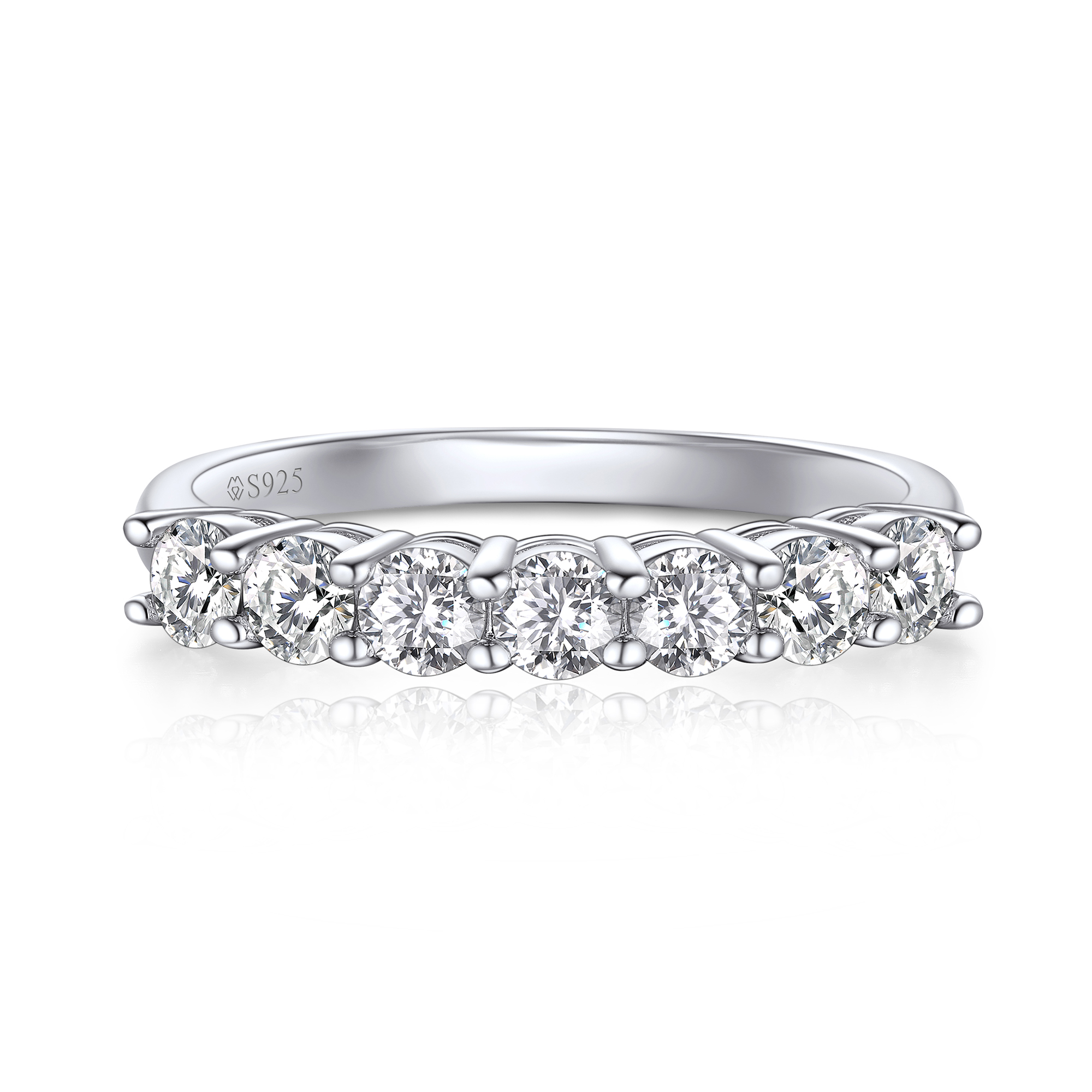 Seven-Stone Moissanite Eternity Wedding Ring for Women in White Gold