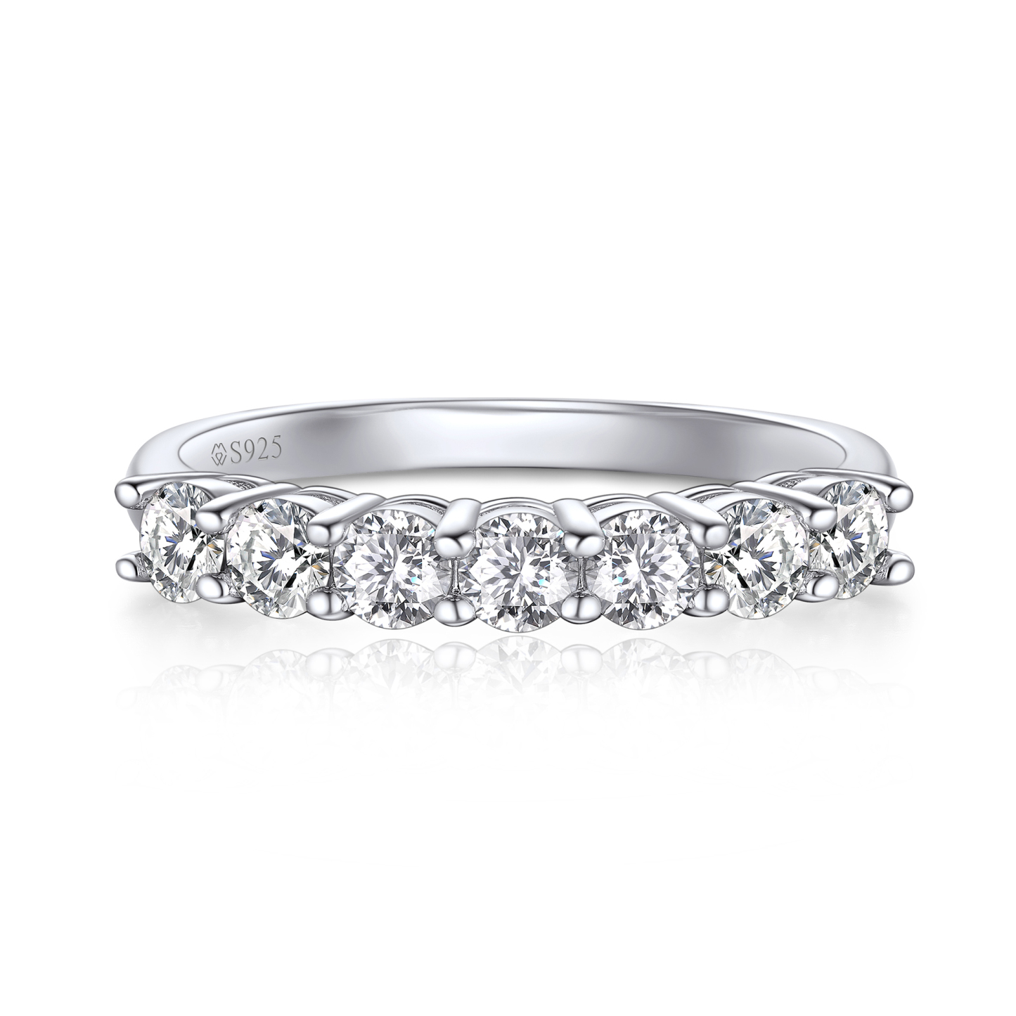 Seven-Stone Moissanite Eternity Wedding Ring for Women in White Gold