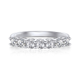 Moissanite Seven-Stone Eternity Wedding Band Ring for Women in White Gold (D Color VVS1)