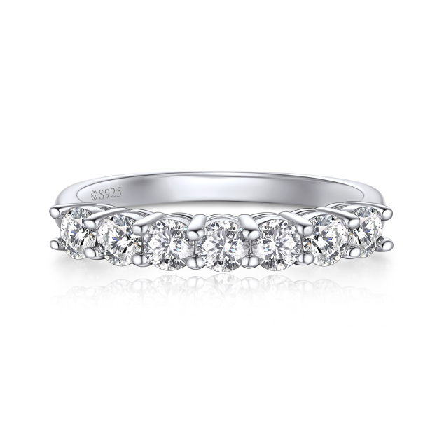 Seven-Stone Moissanite Eternity Wedding Ring for Women in White Gold