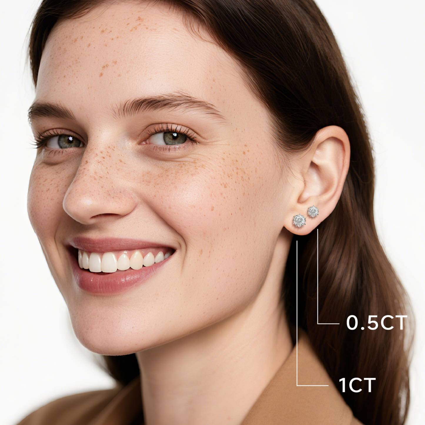 Snowflake Moissanite Stud Earrings in White Gold for Women-02