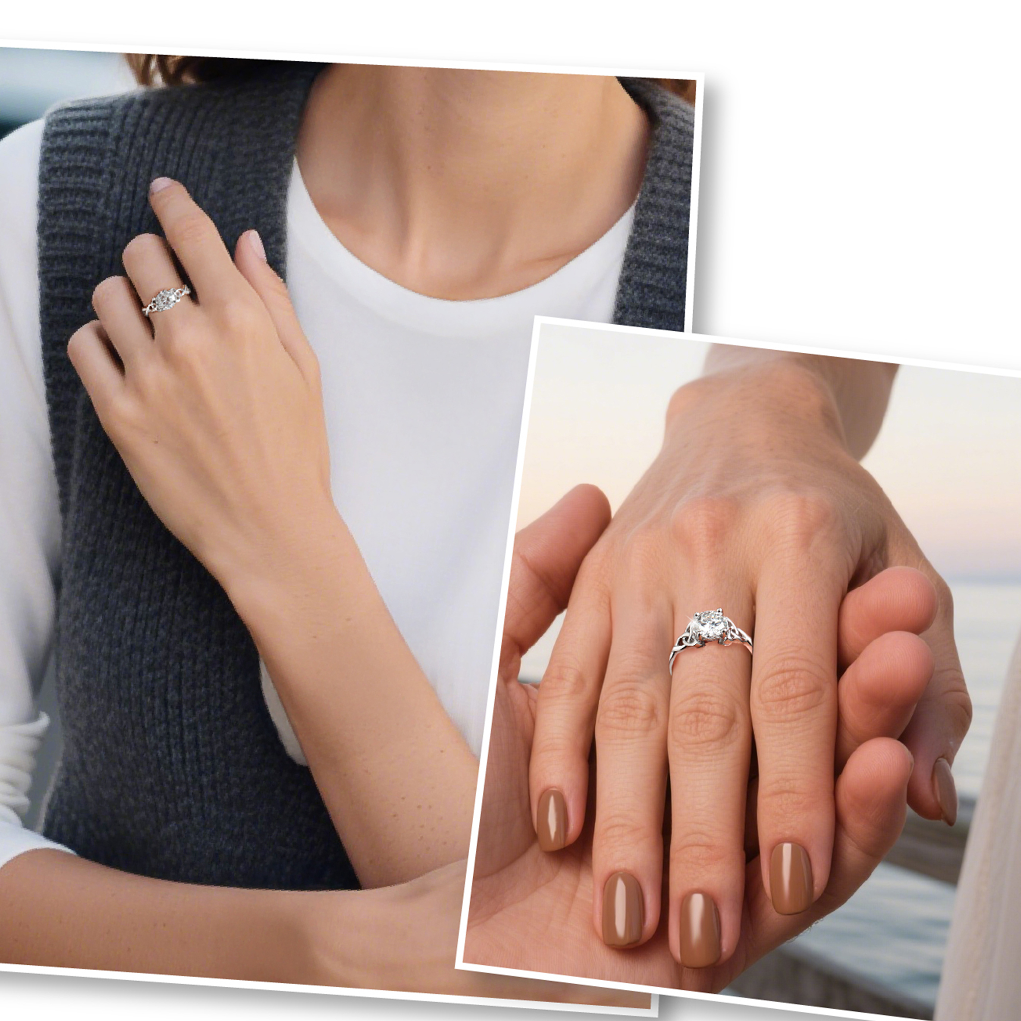 Solitaire Moissanite Celtic Knot Engagement Ring for Proposal