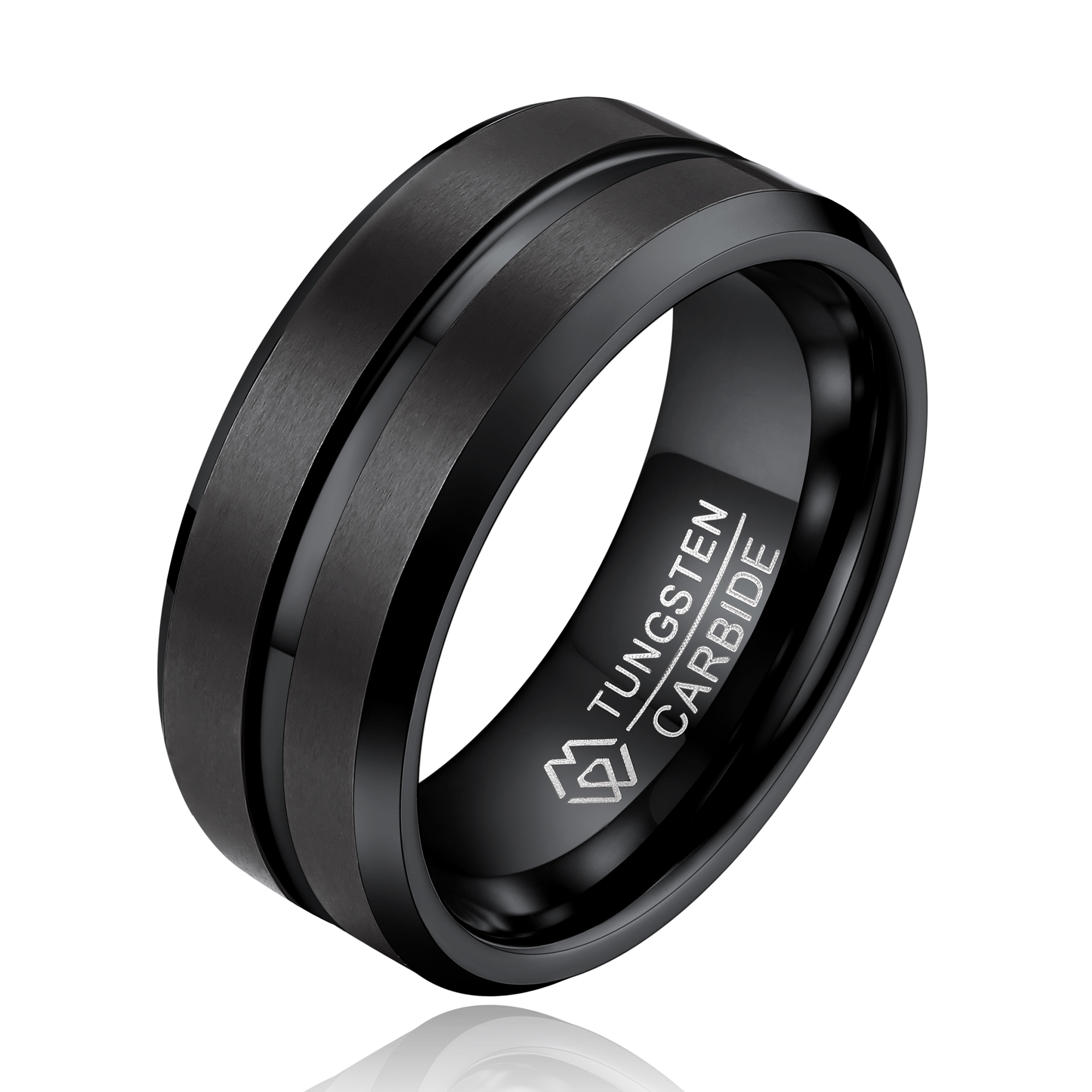 Tungsten Carbide Wedding Ring in Black Plated-02
