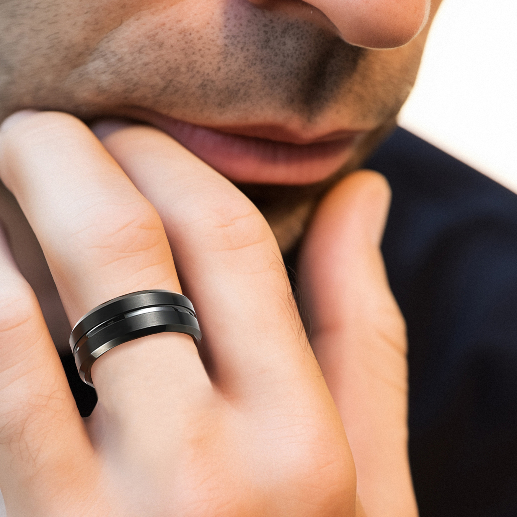 Tungsten Carbide Wedding Ring in Black Plated for Men