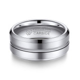 Tungsten Carbide Wedding Ring for Men in White Gold (8.00mm)